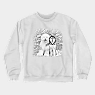 Husky Sketch Art T-Shirt Crewneck Sweatshirt